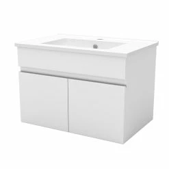 Tout neuf 🎉 AICA Sanitaire meuble blanc sous lavabo suspendu avec deux portes, vasque en céramique 🔥