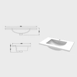 Vente flash ⭐ AICA Sanitaire meuble de salle de bain, meuble blanc mat avec 2 tiroirs & plan vasque en céramique. 🥰 -Métal Soldes 4764075264441 4 2