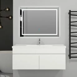 Budget 😉 AICA Sanitaire meuble de salle de bain sous vasque, vasque en céramique, meuble couleur blanc mat 🛒 -Métal Soldes 4764075264472 3