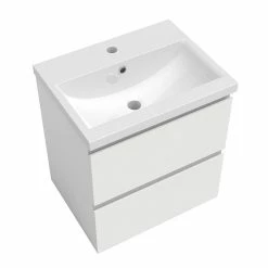 Les meilleures critiques de 💯 AICA Sanitaire meuble couleur blanc mat de salle de bain avec deux tiroir et vasque en céramique 🌟 -Métal Soldes 4764075264533 5