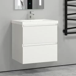 Les meilleures critiques de 💯 AICA Sanitaire meuble couleur blanc mat de salle de bain avec deux tiroir et vasque en céramique 🌟 -Métal Soldes 4764075264533 6