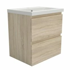 Meilleure affaire ⭐ AICA Sanitaire meuble de salle de bain couleur chêne, meuble suspendu avec vasque en céramique ✨