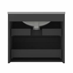 Budget 🛒 AICA Sanitaire meuble de salle de bain anthracite suspendu, meuble 2 tiroirs + Vasque en céramique 👍 -Métal Soldes 4764075264571 6