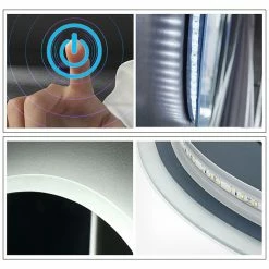 Budget 🛒 AICA Sanitaire miroir salle de bain, miroir style parisienne, miroir arrondi avec éclairage salle de bain, miroir rond antibuée étanche 😀 -Métal Soldes 4764075265172 4 2