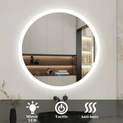 Les meilleures critiques de ✔️ AICA Sanitaire miroir salle de bain, miroir arrondi salle de bain, miroir art décor chambre, miroir rond antibuée avec éclairage, miroir étanche 🤩