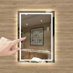 Tout neuf 🔥 AICA Sanitaire miroir salle de bain, miroir étanche très leger, miroir antibuée avec interrupteur tactile, lumière blanc 6000k 1304 🤩 -Métal Soldes 4764075265240 3