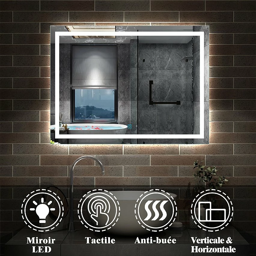Vente flash 🌟 AICA Sanitaire Miroir antibuée avec interrupteur tactile + commande unique + lumière blanche 6000k + 140 x 4 x 80 cm (L x P x H) 👍 5 Vente flash 🌟 AICA Sanitaire Miroir antibuée avec interrupteur tactile + commande unique + lumière blanche 6000k + 140 x 4 x 80 cm (L x P x H) 👍 – Image 5