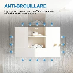 Grosses soldes 🤩 AICA Sanitaire Miroir lumineux antibuée avec haut-parleur, 1 miroir grossissant intégré 🎁 -Métal Soldes 4764075266728 4
