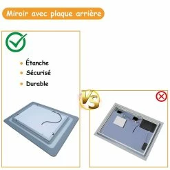 Coupon ✨ AICA Sanitaire Miroir de salle de bain anti-buée 120x80cm avec le lumière chaude 🤩 -Métal Soldes 4764075296398 3