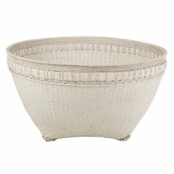 Meilleure vente 🧨 Paris prix Panier Rond Déco "Rotin" 84cm Blanc ⭐