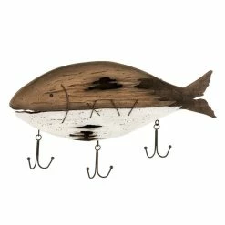 Grosses soldes 🧨 Paris prix Patère 3 Crochets "Poisson Paulownia" 57cm Marron 🎁