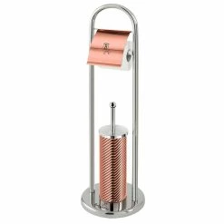Offres 😉 Porte Papier Toilette sur Pied avec Porte-Brosse WC, Acier Inox Support Portable Or Rose Berlinger HausRose Gold 👍