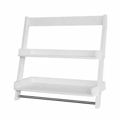 Métal Soldes 5 Bon marché 🌟 SoBuy® FRG117-W Etagère murale Porte-serviettes salle de bain toilettes avec 2 tablettes 👍