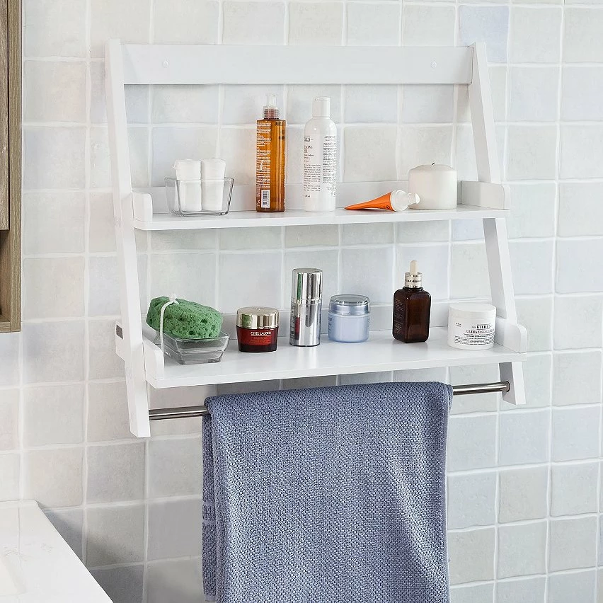 Bon marché 🌟 SoBuy® FRG117-W Etagère murale Porte-serviettes salle de bain toilettes avec 2 tablettes 👍 2 Bon marché 🌟 SoBuy® FRG117-W Etagère murale Porte-serviettes salle de bain toilettes avec 2 tablettes 👍 – Image 2