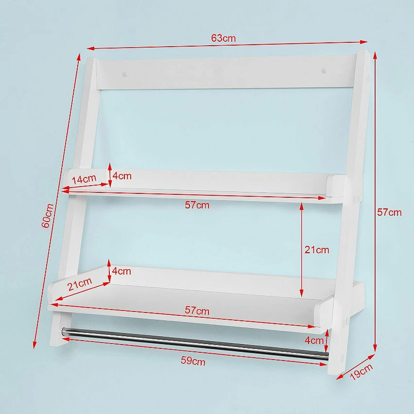 Bon marché 🌟 SoBuy® FRG117-W Etagère murale Porte-serviettes salle de bain toilettes avec 2 tablettes 👍 5 Bon marché 🌟 SoBuy® FRG117-W Etagère murale Porte-serviettes salle de bain toilettes avec 2 tablettes 👍 – Image 5