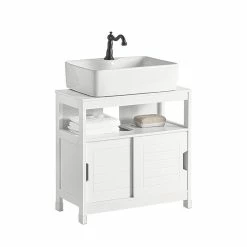 Meilleur prix 🤩 SoBuy® FRG128-W Meuble Sous-Lavabo Meuble de Salle de Bain Vasque ⭐
