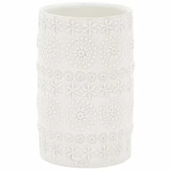 Métal Soldes 3 Budget ✔️ Spirella Gobelet Porcelaine RELIEF Blanc 🌟