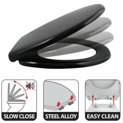 Nouveau 👏 Spirella Abattant WC Thermo Dur EASY CLIP Noir - Charnières Inox ✨ 6 Nouveau 👏 Spirella Abattant WC Thermo Dur EASY CLIP Noir - Charnières Inox ✨ -Métal Soldes 7610583209474 2