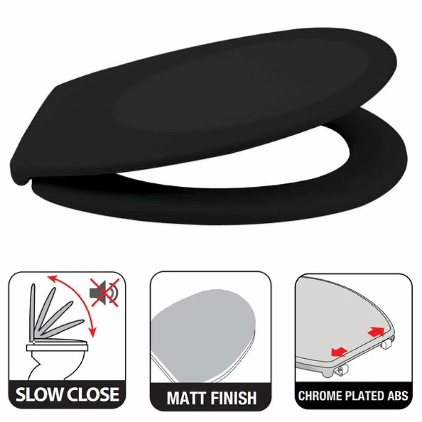 Vente flash 🌟 Spirella Abattant WC Thermo Dur NEELA Noir Mat - Charnières ABS Chromé 🔥 2 Vente flash 🌟 Spirella Abattant WC Thermo Dur NEELA Noir Mat - Charnières ABS Chromé 🔥 – Image 2