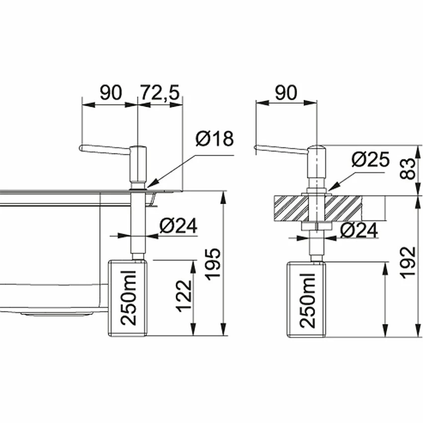 Promo 🌟 Distributeur savon liquide 250ml encastrable novita - 038260 - franke 🎁 2 Promo 🌟 Distributeur savon liquide 250ml encastrable novita - 038260 - franke 🎁 – Image 2