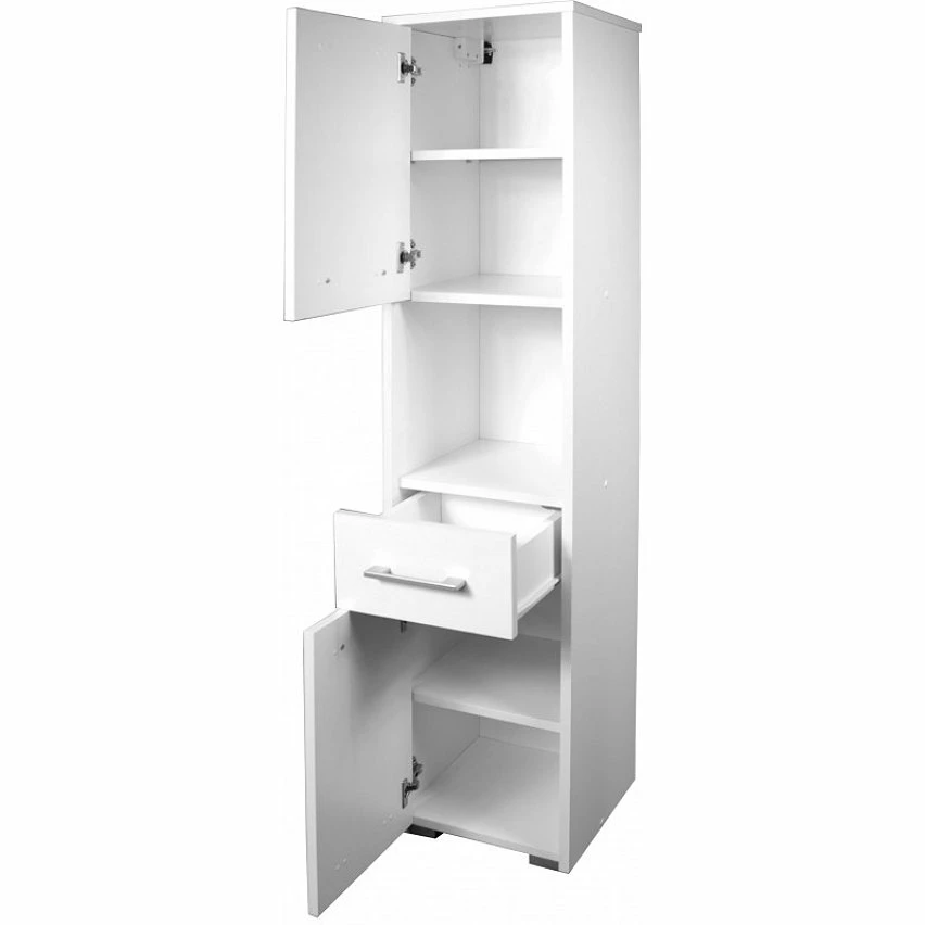 Promo ✔️ Hucoco AMIRA - Armoire Colonne de salle de bain 140x30x30 cm - Meuble de rangement design moderne - 2 portes + 1 tiroir - Blanc ⌛ 2 Promo ✔️ Hucoco AMIRA - Armoire Colonne de salle de bain 140x30x30 cm - Meuble de rangement design moderne - 2 portes + 1 tiroir - Blanc ⌛ – Image 2