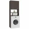 Vente flash 💯 Hucoco LENA - Meuble pour machine à laver 180x64x30 cm - Espace de rangement buanderie lave linge salle de bain - Wenge ✨
