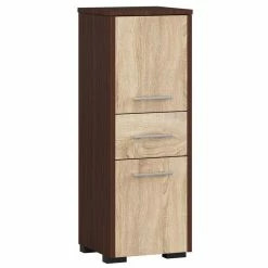 Meilleure affaire ⭐ Hucoco ASTORIA - Armoire Colonne de salle de bain contemporaine 85x30x30 cm - Meuble de rangement design moderne - Wengé/Sonoma 🔥