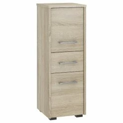 Offres 🥰 Hucoco ASTORIA - Armoire Colonne de salle de bain moderne 85x30x30cm - Meuble de rangement pour salle de bain - Tiroir + 2 portes - Sonoma 😀