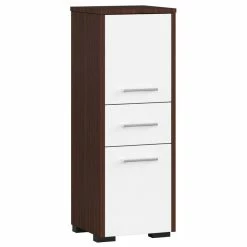 Bon marché 🌟 Hucoco ASTORIA - Armoire Colonne de salle de bain contemporaine 85x30x30 cm - Meuble de rangement design moderne - Wengé 👍