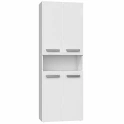Sortie ❤️ Hucoco MOBY - Armoire de salle de bain avec deux paniers - Poignées minimalistes - 174x60x30 - Colonne de rangement - Blanc 🌟 -Métal Soldes 7625836331574 2 1