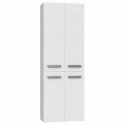 Tout neuf 🔥 Hucoco RORY - Armoire de salle de bain avec panier - Dimensions 174x60x30 - Meuble de rangement salle de bain espace buanderie - Blanc 👍 -Métal Soldes 7625837248550 4
