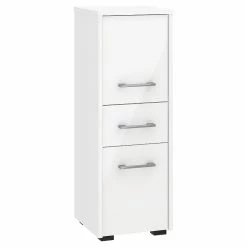 Coupon ⭐ Hucoco ASTORIA - Armoire Colonne de salle de bain contemporaine 85x30x30 cm - Meuble de rangement design moderne - Double finition - Blanc laqué 🧨