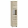 De gros ⌛ Hucoco AMIRA - Armoire Colonne de salle de bain 140x30x30cm - Rangement salle de bain - 2 portes + 1 tiroir - Sonoma ⌛