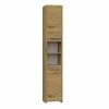 Meilleure vente 🎁 Hucoco PISA - Armoire de salle de bains - 170x30x30 cm - Meuble de rangement salle de bains toilette - Meuble colonne - Aspect bois - Chêne 👏