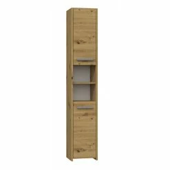Meilleure vente 🎁 Hucoco PISA - Armoire de salle de bains - 170x30x30 cm - Meuble de rangement salle de bains toilette - Meuble colonne - Aspect bois - Chêne 👏