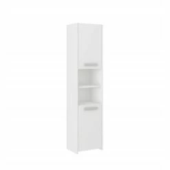 Budget 🛒 Hucoco BIBURY - Colonne salle de bain contemporaine 40x30x170 - Rangement salle de bain - Armoire Toilette - Blanc 🛒