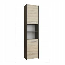 Vente flash 😍 Hucoco PRAGUE - Armoire de salle de bains - 170x30x30 - Rangement salle de bains - Meuble colonne - Style moderne - Double finition - Wenge/Sonoma 😍