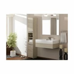 Meilleure vente 🎁 Hucoco PISA - Colonne armoire salle de bain - 30x30x170 cm - Meuble salle de bain - Rangement salle de bain - sonoma ⌛ -Métal Soldes 7625902774335 3