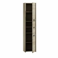 Offres 🛒 Hucoco VERONA - Armoire de salle de bains - 170x40x30 cm - Meuble colonne de rangement salle de bains toilette - Aspect bois - sonoma ⭐ -Métal Soldes 7625905213275 2