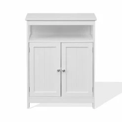 Sortie 👏 Mobili Rebecca Rebecca Mobili Armoire de salle de bains avec 2 portes et étagère en bois blanc au design moderne 🎁