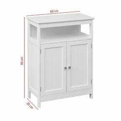 Sortie 👏 Mobili Rebecca Rebecca Mobili Armoire de salle de bains avec 2 portes et étagère en bois blanc au design moderne 🎁 -Métal Soldes 8052787046391 3