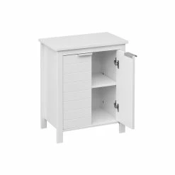 Meilleur prix 🛒 Mobili Rebecca Rebecca Mobili Armoire de salle de bains moderne à 2 portes et 2 étagères, en bois blanc, peu encombrante 💯 -Métal Soldes 8052787046421 4