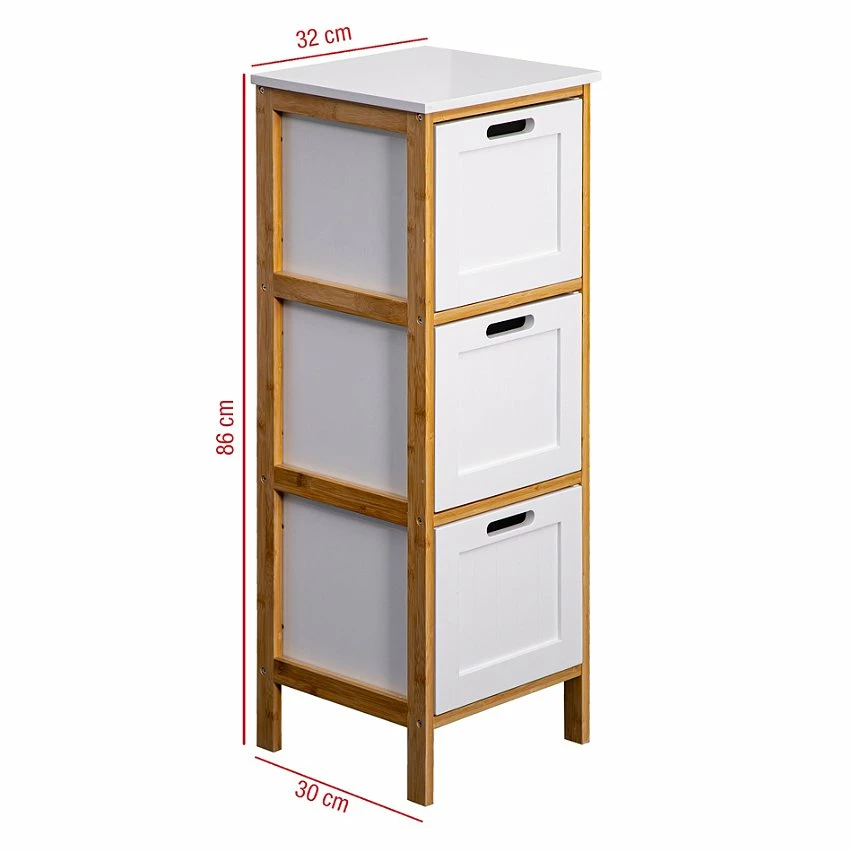 Meilleure affaire 🌟 Mobili Rebecca Rebecca Mobili Commode de salle de bains 3 Tiroirs Mdf Bois Blanc Bambu ❤️ 2 Meilleure affaire 🌟 Mobili Rebecca Rebecca Mobili Commode de salle de bains 3 Tiroirs Mdf Bois Blanc Bambu ❤️ – Image 2
