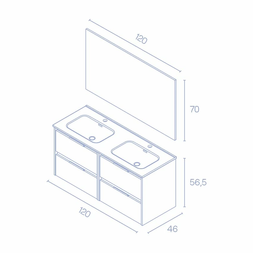 Nouveau 🛒 Amizuva Meuble double vasque SUKI avec quatre tiroirs H.56,5 x L.120 x P.46 , effet Fumé sablé | Il comprend la vasque en céramique 🛒 5 Nouveau 🛒 Amizuva Meuble double vasque SUKI avec quatre tiroirs H.56,5 x L.120 x P.46 , effet Fumé sablé | Il comprend la vasque en céramique 🛒 – Image 5