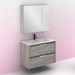 Remise 🌟 Amizuva Meuble simple vasque SUKI avec deux tiroirs H.56,5 x L.80 x P.46 , effet Gris sablé | Il comprend la vasque en céramique 💯 11 Remise 🌟 Amizuva Meuble simple vasque SUKI avec deux tiroirs H.56,5 x L.80 x P.46 , effet Gris sablé | Il comprend la vasque en céramique 💯 -Métal Soldes 8414623500564 6