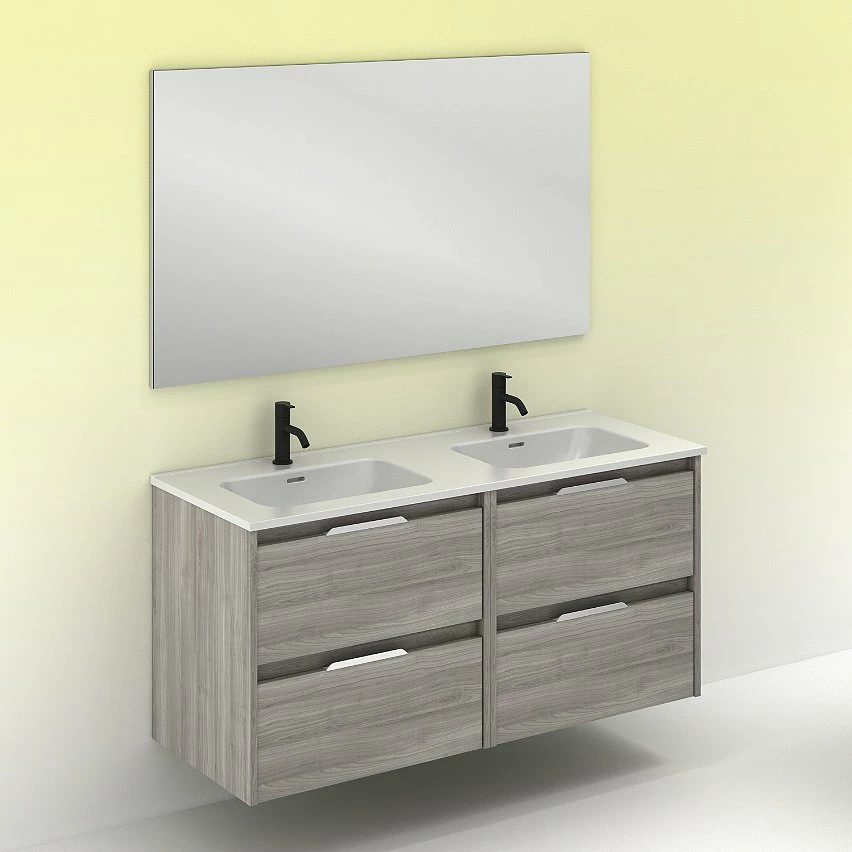 Promo 🌟 Amizuva Meuble double vasque SUKI avec quatre tiroirs H.56,5 x L.120 x P.46 , effet Gris sablé | Il comprend la vasque en céramique 👍 6 Promo 🌟 Amizuva Meuble double vasque SUKI avec quatre tiroirs H.56,5 x L.120 x P.46 , effet Gris sablé | Il comprend la vasque en céramique 👍 – Image 6