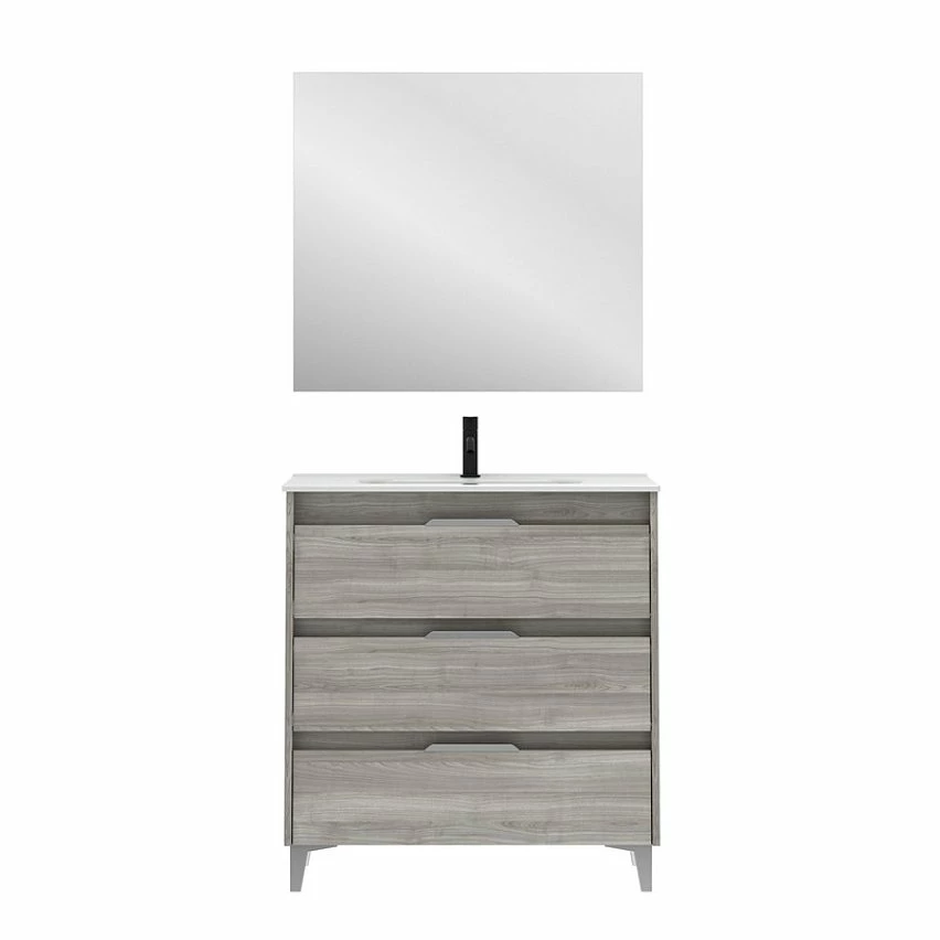 Meilleure vente 🎁 Amizuva Meuble simple vasque SUKI avec tris tiroirs H.74 x L.80 x P.46 , effet Gris sablé | Il comprend la vasque en céramique 🤩 1 Meilleure vente 🎁 Amizuva Meuble simple vasque SUKI avec tris tiroirs H.74 x L.80 x P.46 , effet Gris sablé | Il comprend la vasque en céramique 🤩