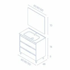 Vente flash 🧨 Amizuva Ensemble de meuble, vasque et miroir SUKI avec tris tiroirs H.74 x L.100 x P.46 , effet blanc brillant 🔥 11 Vente flash 🧨 Amizuva Ensemble de meuble, vasque et miroir SUKI avec tris tiroirs H.74 x L.100 x P.46 , effet blanc brillant 🔥 -Métal Soldes 8414623500892 6 17