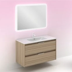 Promo 😍 Amizuva Ensemble de meuble, vasque et miroir SUKI avec deux tiroirs H.56,5 x L.100 x P.46 , effet noyer sablé ❤️ 13 Promo 😍 Amizuva Ensemble de meuble, vasque et miroir SUKI avec deux tiroirs H.56,5 x L.100 x P.46 , effet noyer sablé ❤️ -Métal Soldes 8414623500908 6