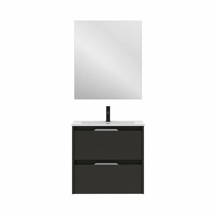 Acheter đ„ Amizuva Ensemble de meuble, vasque et miroir SUKI avec deux tiroirs H.56,5 x L.60 x P.46 , effet Anthracite brillant â 1 Acheter đ„ Amizuva Ensemble de meuble, vasque et miroir SUKI avec deux tiroirs H.56,5 x L.60 x P.46 , effet Anthracite brillant â